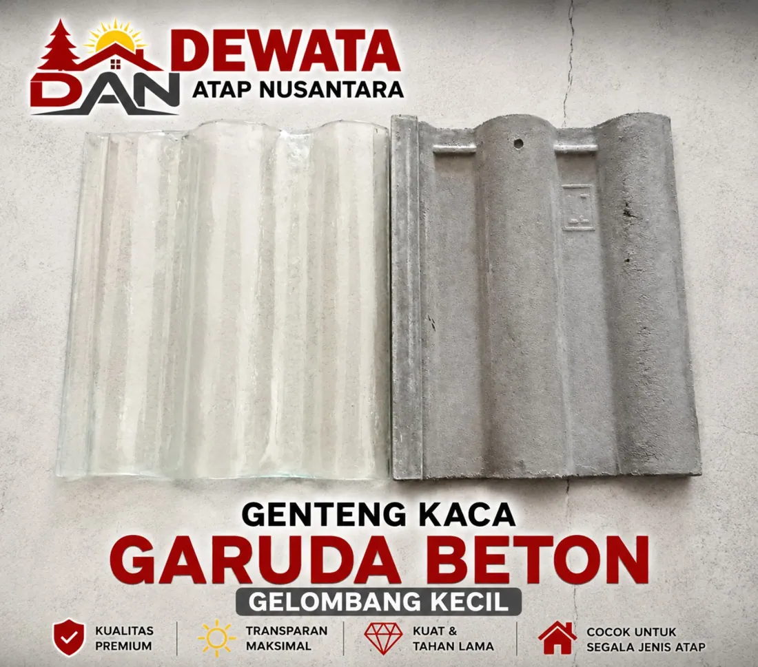 Foto Genteng Kaca Garuda Beton Gelombang Kecil dan genteng pembanding